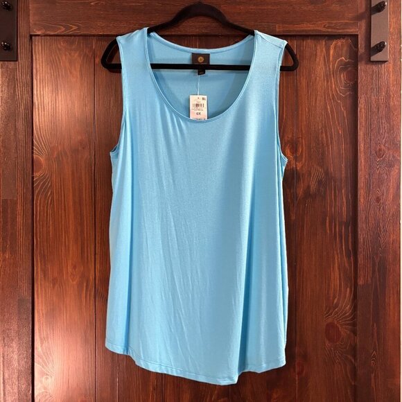 JM Collection Women's Plus Size 0X Blue Solid Tank Top NWT - Picture 2 of 4
